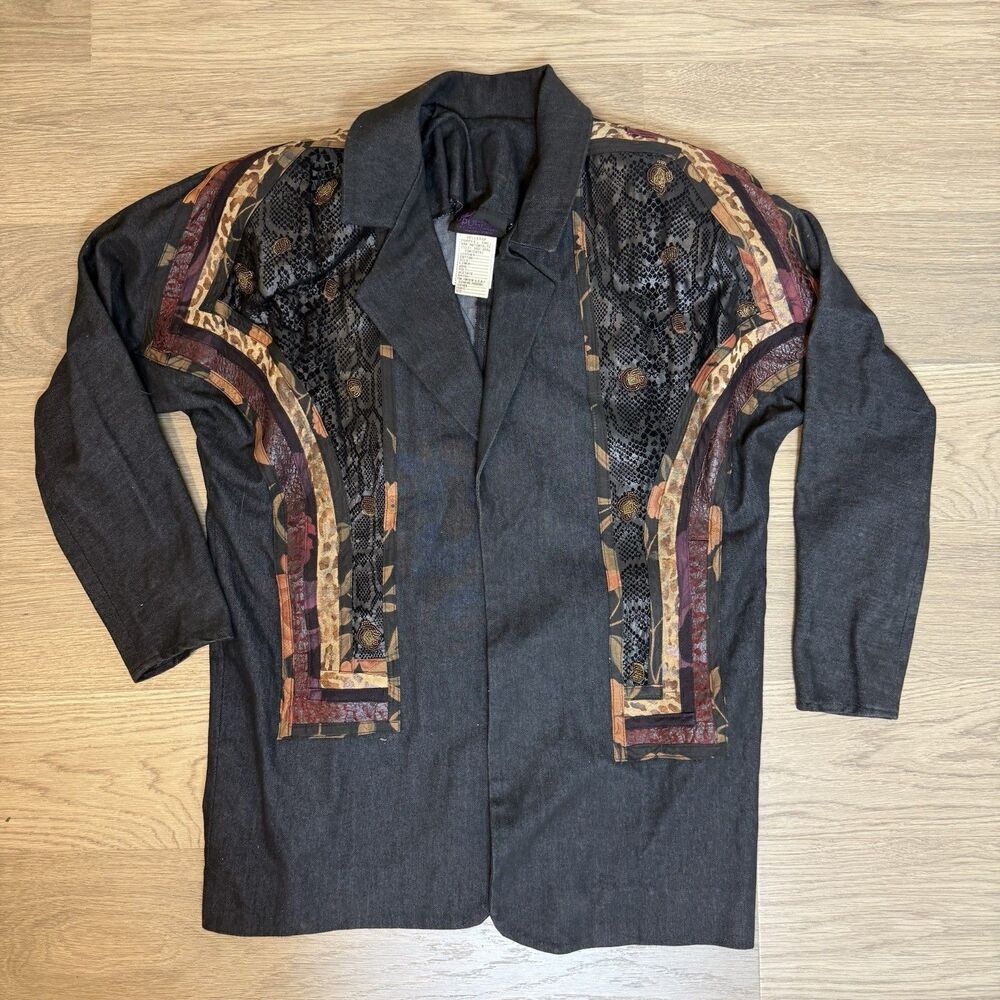 Seller Of Purple Jacket Women Large Western Denim Leather Open Coat Jody Lindsey